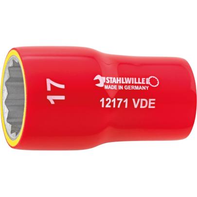 12171 VDE-9 - Nasadka 3/8" izolowana VDE, 12-kątna, krótka, metryczna, 9 mm