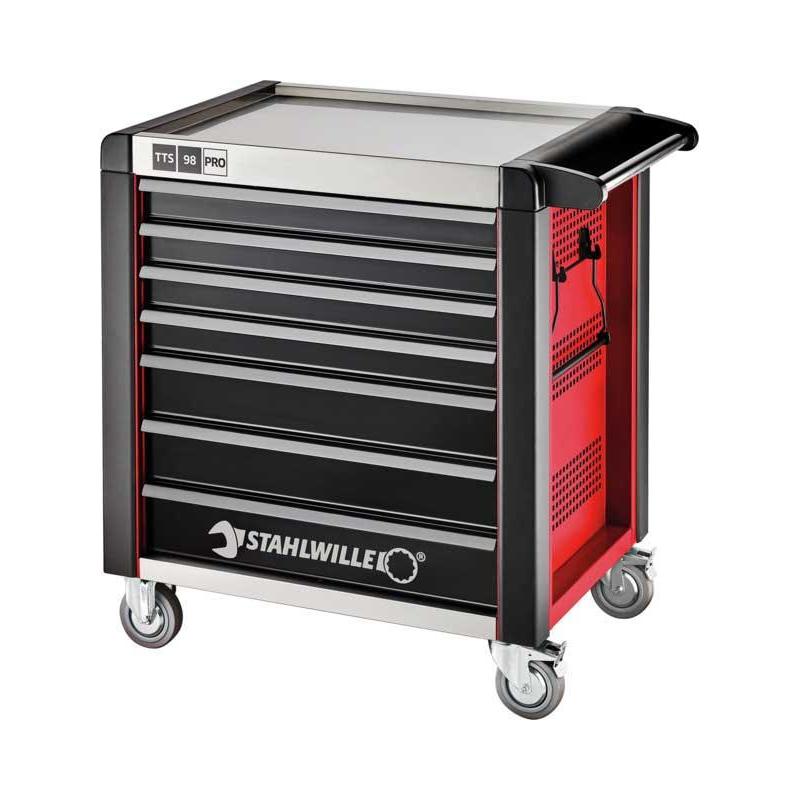 98/7 R PRO - Wózek warsztatowy TTS 98 PRO, 7 szuflad, 6 modułów na szufladę, czerwony