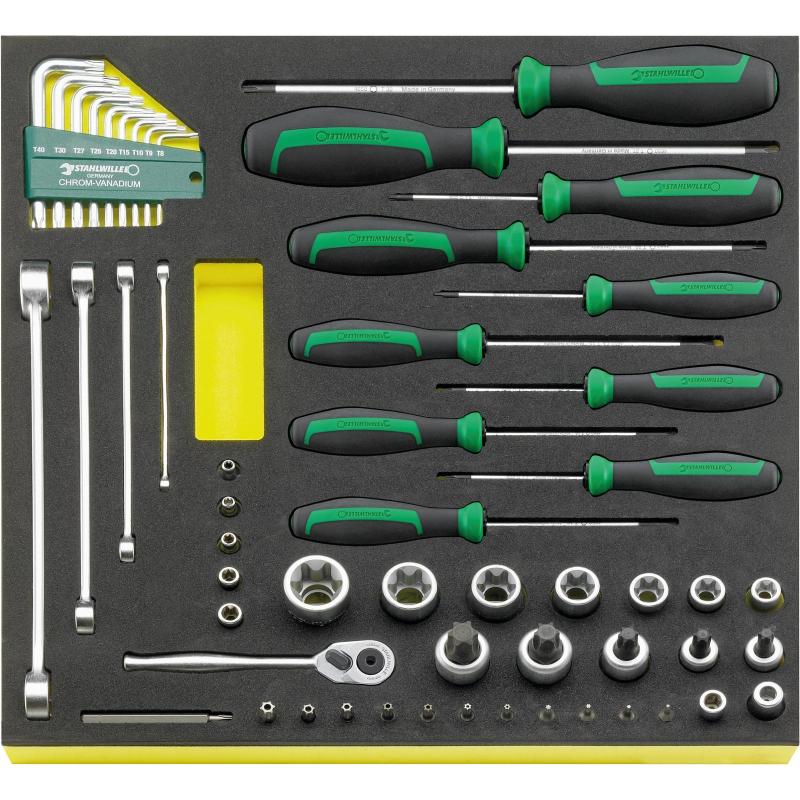 TCS TX/57 MF N - Moduł nasadek i akcesoriów, bitów, kluczy, wkrętaków, TORX (55 szt.), wkładka piankowa TCS TX/57 MF N - Moduł nasadek i akcesoriów, bitów, kluczy, wkrętaków, TORX (55 szt.), wkładka piankowa