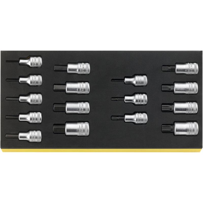 TCS 54/54X/16 - Moduł nasadek trzpieniowych 1/2" 6-kątnych i do śrub XZN®, 4 - 17 mm, M5 - M16 (16 szt.), wkładka piankowa TCS 54/54X/16 - Moduł nasadek trzpieniowych 1/2" 6-kątnych i do śrub XZN®, 4 - 17 mm, M5 - M16 (16 szt.), wkładka piankowa