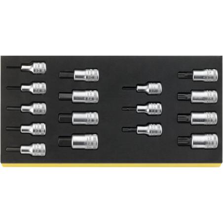 TCS 54/54X/16 - Moduł nasadek trzpieniowych 1/2" 6-kątnych i do śrub XZN®, 4 - 17 mm, M5 - M16 (16 szt.), wkładka piankowa TCS 54/54X/16 - Moduł nasadek trzpieniowych 1/2" 6-kątnych i do śrub XZN®, 4 - 17 mm, M5 - M16 (16 szt.), wkładka piankowa
