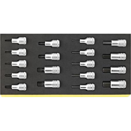 TCS 54/54TX/18 - Moduł nasadek trzpieniowych 1/2" 6-kątnych i do śrub Torx®, 4 - 17 mm, T20 - T60 (18 szt.), wkładka piankowa TCS 54/54TX/18 - Moduł nasadek trzpieniowych 1/2" 6-kątnych i do śrub Torx®, 4 - 17 mm, T20 - T60 (18 szt.), wkładka piankowa