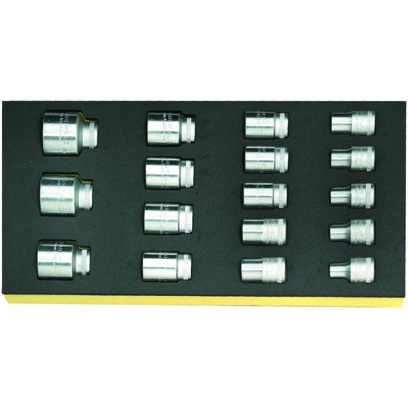 TCS 52/17 - Moduł nasadek 1/2" 6-kątnych, 10 - 32 mm (17 szt.), wkładka piankowa TCS 52/17 - Moduł nasadek 1/2" 6-kątnych, 10 - 32 mm (17 szt.), wkładka piankowa