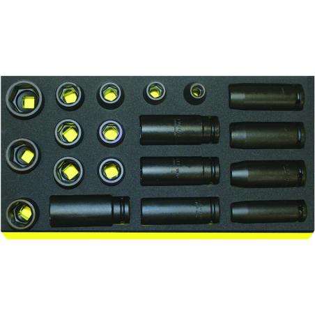 TCS 50IMP/51IMP/19 - Moduł nasadek udarowych 1/2" długich i krótkich, 10 - 27 mm (19 szt.), wkładka piankowa TCS 50IMP/51IMP/19 - Moduł nasadek udarowych 1/2" długich i krótkich, 10 - 27 mm (19 szt.), wkładka piankowa