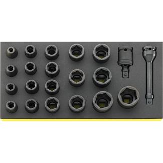 TCS 50IMP/19/2 - Moduł nasadek i akcesoriów udarowych 1/2", 8 - 32 mm (21 szt.), wkładka piankowa