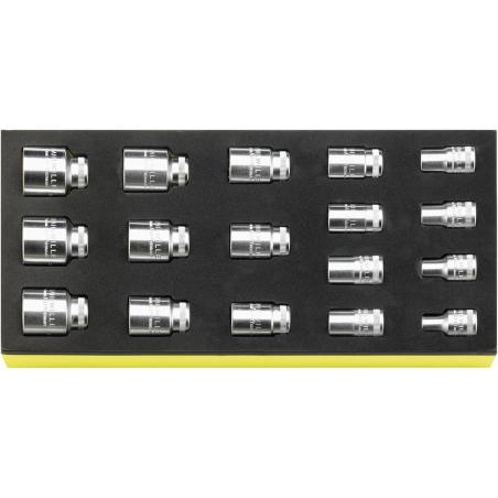 TCS 50A/17 - Moduł nasadek 1/2" 12-kątnych, 3/8" - 1'1/4" (17 szt.), wkładka piankowa TCS 50A/17 - Moduł nasadek 1/2" 12-kątnych, 3/8" - 1'1/4" (17 szt.), wkładka piankowa