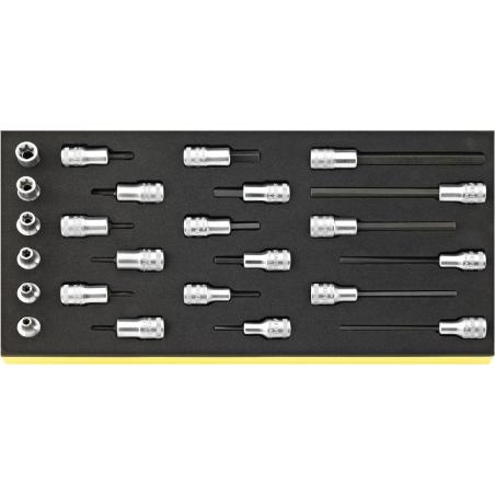 TCS 49/1049/2049/45TX/49TX - Moduł nasadek trzpieniowych 3/8", 4 - 10 mm, E5 - E12, T10 - T40 (24 szt.), wkładka piankowa TCS 49/1049/2049/45TX/49TX - Moduł nasadek trzpieniowych 3/8", 4 - 10 mm, E5 - E12, T10 - T40 (24 szt.), wkładka piankowa