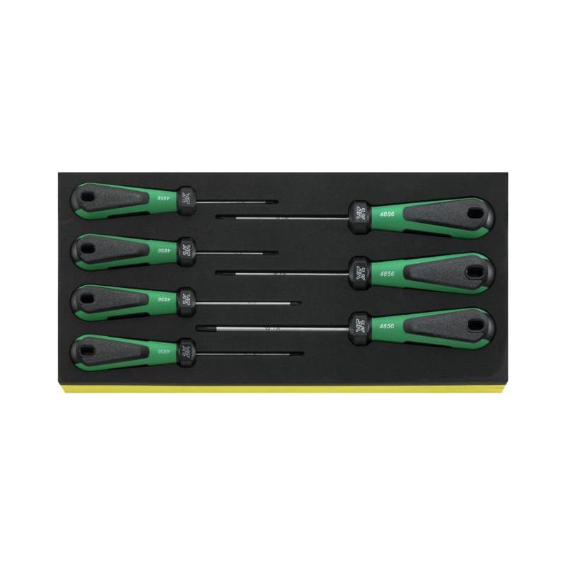 TCS 4856 - Moduł wkrętaków do śrub TORX®, T8 - T30 (7 szt.), wkładka piankowa TCS 4856 - Moduł wkrętaków do śrub TORX®, T8 - T30 (7 szt.), wkładka piankowa