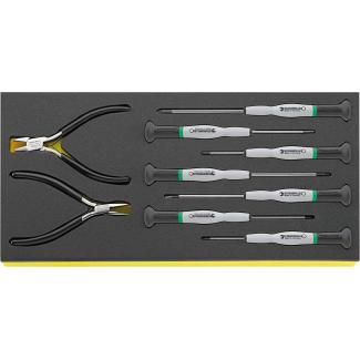 TCS 4751/4752 - Moduł wkrętaków precyzyjnych i szczypiec dla elektroników, 1,5 - 3 mm, PH00 - PH1 (9 szt.), wkładka piankowa