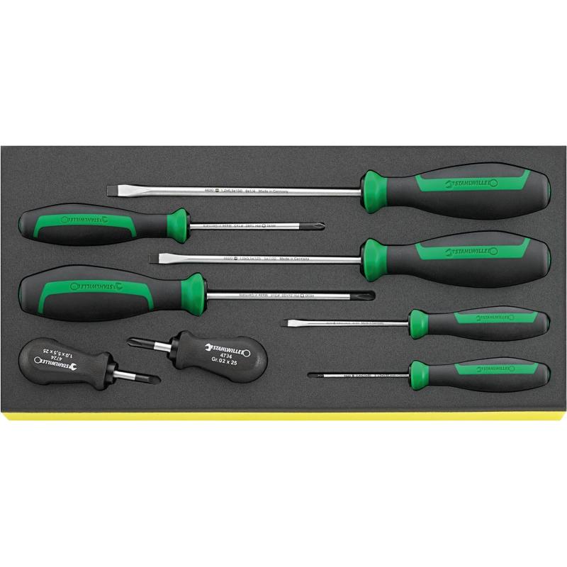 TCS 4620-4734/8 - Moduł wkrętaków do śrub z rowkiem i Phillips, 2,5 - 6,5 mm, PH1 - PH2 (8 szt.), wkładka piankowa TCS 4620-4734/8 - Moduł wkrętaków do śrub z rowkiem i Phillips, 2,5 - 6,5 mm, PH1 - PH2 (8 szt.), wkładka piankowa