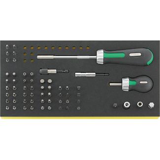 TCS 4008/8/52 - Moduł bitów do śrub z rowkiem, Phillips, Pozidriv i Torx + akcesoria 1/4" (60 szt.), wkładka piankowa
