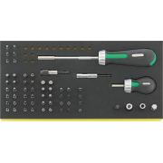 TCS 4008/8/52 - Moduł bitów do śrub z rowkiem, Phillips, Pozidriv i Torx + akcesoria 1/4" (60 szt.), wkładka piankowa