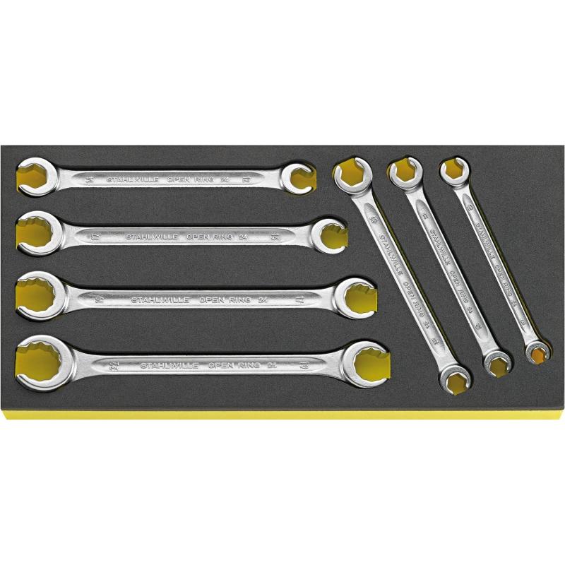 TCS 24/7, 8x10-19x22 mm - Moduł kluczy oczkowo-otwartych 12-kątnych, 8x10 - 19x22 mm (7 szt.), wkładka piankowa TCS 24/7, 8x10-19x22 mm - Moduł kluczy oczkowo-otwartych 12-kątnych, 8x10 - 19x22 mm (7 szt.), wkładka piankowa