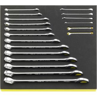 TCS 13A/19 - Moduł kluczy oczkowo-płaskich, 3/16" - 1" (19 szt.), wkładka piankowa