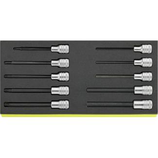 TCS 1054/2054/10 - Moduł nasadek trzpieniowych 1/2" długich, 5 - 12 mm, T30 - T55 (10 szt.), wkładka piankowa