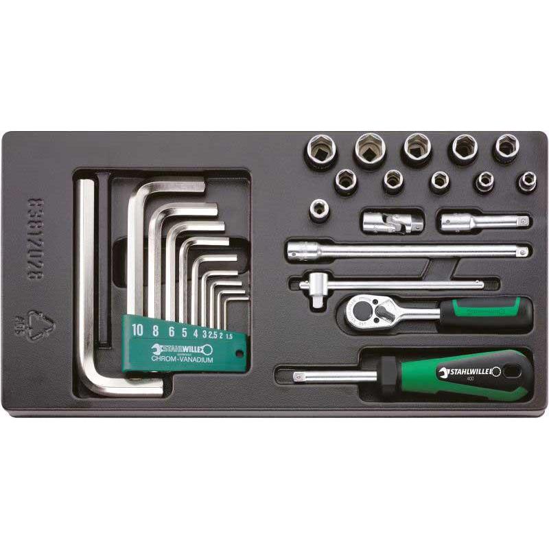 ES 1/4+10760CV - Moduł nasadek i akcesoriów 1/4", 5,5 - 14 mm + klucze trzpieniowe (27 szt.), wkładka plastikowa ES 1/4+10760CV - Moduł nasadek i akcesoriów 1/4", 5,5 - 14 mm + klucze trzpieniowe (27 szt.), wkładka plastikowa