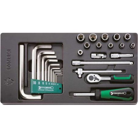 ES 1/4+10760CV - Moduł nasadek i akcesoriów 1/4", 5,5 - 14 mm + klucze trzpieniowe (27 szt.), wkładka plastikowa ES 1/4+10760CV - Moduł nasadek i akcesoriów 1/4", 5,5 - 14 mm + klucze trzpieniowe (27 szt.), wkładka plastikowa