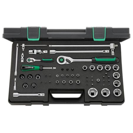 40/52/45/12QR - Zestaw nasadek 1/4" i 1/2", 3 - 30 mm, z grzechotką i akcesoriami QR (57 szt.)