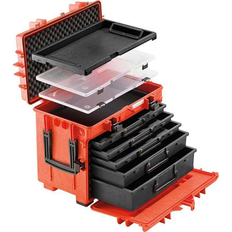 13217 LR - Skrzynia narzędziowa na kółkach, 5 szuflad, ładowność 60 kg, czerwona