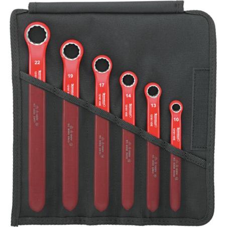 12161/6 VDE - Zestaw kluczy oczkowych jednostronnych izolowanych VDE, 10 - 22 mm (6 szt.)