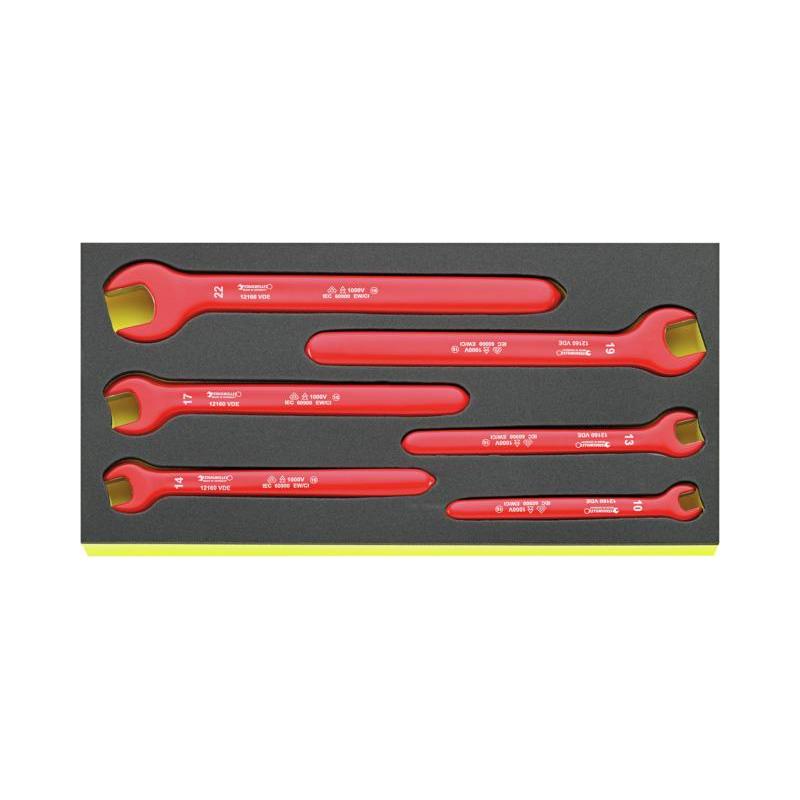 TCS 12160 VDE - Moduł kluczy jednostronnych płaskich izolowanych VDE, 10 - 22 mm (6 szt.), wkładka piankowa TCS 12160 VDE - Moduł kluczy jednostronnych płaskich izolowanych VDE, 10 - 22 mm (6 szt.), wkładka piankowa