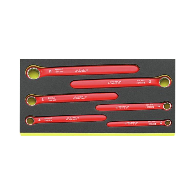 TCS 12161 VDE - Moduł kluczy jednostronnych oczkowych izolowanych VDE, 10 - 22 mm (6 szt.), wkładka piankowa TCS 12161 VDE - Moduł kluczy jednostronnych oczkowych izolowanych VDE, 10 - 22 mm (6 szt.), wkładka piankowa