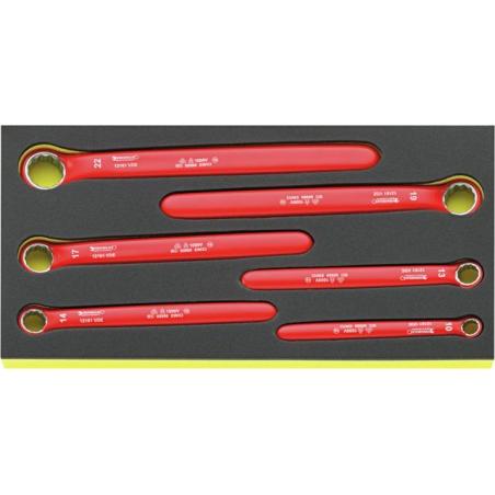 TCS 12161 VDE - Moduł kluczy jednostronnych oczkowych izolowanych VDE, 10 - 22 mm (6 szt.), wkładka piankowa TCS 12161 VDE - Moduł kluczy jednostronnych oczkowych izolowanych VDE, 10 - 22 mm (6 szt.), wkładka piankowa