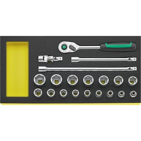 TCS 456/16/4 MF QR - Moduł nasadek i akcesoriów QR 3/8", 7 - 22 mm (20 szt.), wkładka piankowa TCS 456/16/4 MF QR - Moduł nasadek i akcesoriów QR 3/8", 7 - 22 mm (20 szt.), wkładka piankowa