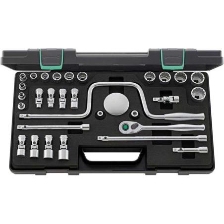 45A/22/8QR - Zestaw nasadek 3/8" 12-kątnych, 1/4" - 1", z grzechotką i akcesoriami QR (30 szt.)