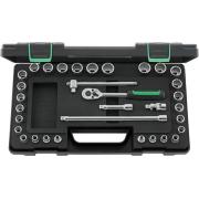 45MA/28/5 - Zestaw nasadek 3/8" 12-kątnych, 7 - 22 mm, 1/4" - 7/8", z grzechotką i akcesoriami (33 szt.)