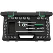 45MA/28/5QR - Zestaw nasadek 3/8" 12-kątnych, 7 - 22 mm, 1/4" - 7/8", z grzechotką i akcesoriami QR (33 szt.)