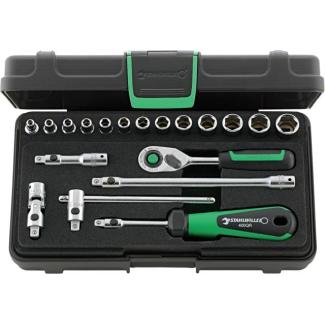 40/13/6QR - Zestaw nasadek 1/4" 6-kątnych, 3,5 - 13 mm, z grzechotką i akcesoriami QuickRelease (19 szt.)