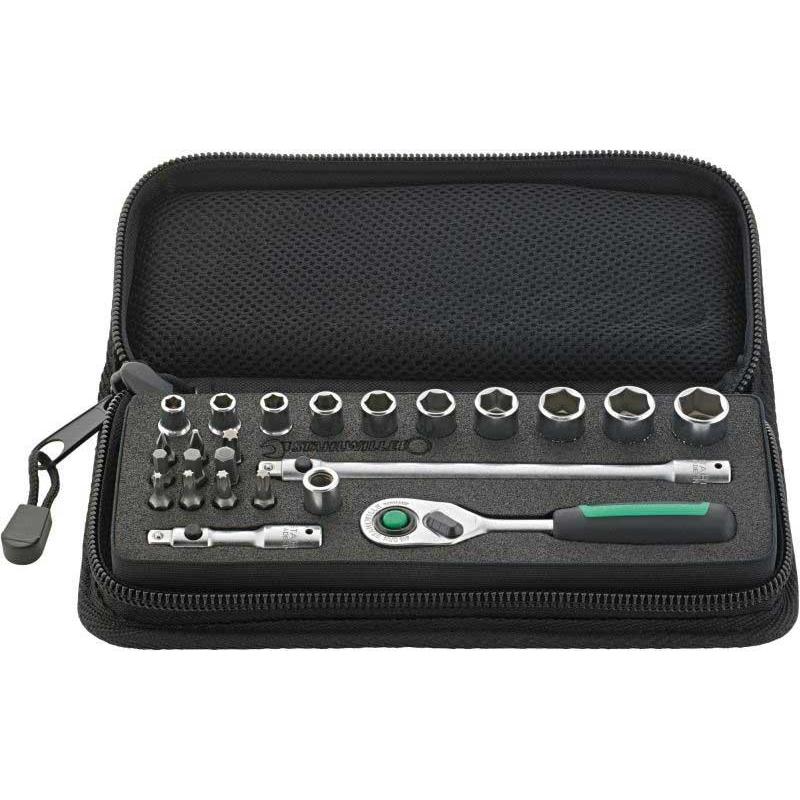 40/20/4QR SCI - Zestaw nasadek 1/4" 6-kątnych, 5 - 13 mm, z grzechotką i akcesoriami QuickRelease + bity (24 szt.)