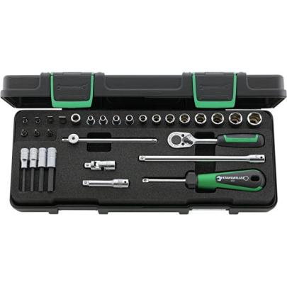 40/23/7 - Zestaw nasadek 1/4" 6-kątnych 4 - 13 mm i trzpieniowych 3 - 6 mm, z grzechotką i akcesoriami + bity (30 szt.)