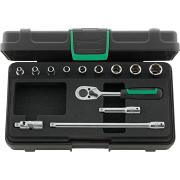 40/9/4 - Zestaw nasadek 1/4" 6-kątnych, 4 - 13 mm, z grzechotką i akcesoriami (13 szt.)