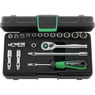 40AD/12/7QR - Zestaw nasadek 1/4" 12-kątnych, 5/32" - 9/16", z grzechotką i akcesoriami QR (19 szt.)