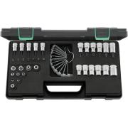 89TX - Zestaw nasadek 1/4", 3/8", 1/2" Torx E4 - E24, trzpieniowych T8 - T60, z grzechotką i akcesoriami + bity (35 szt.)