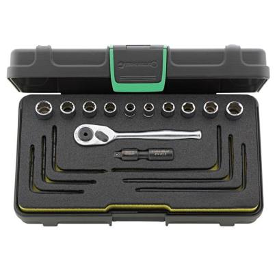 40A/40AD/16/2 - Zestaw nasadek 1/4" 6-kątnych i 12-kątnych 1/4" - 7/16", z grzechotką i przedłużaczem Hi-Lok +klucze trzpieniowe