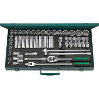 50/43/7N - Zestaw nasadek 1/2" 6-kątnych i 12-kątnych 8 - 34 mm i trzpieniowych 4 - 10 mm, z grzechotką i akcesoriami (50 szt.)