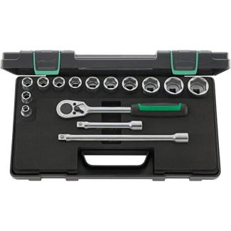 52/12/3 - Zestaw nasadek 1/2" 6-kątnych, 10 - 32 mm, z grzechotką i akcesoriami (15 szt.)