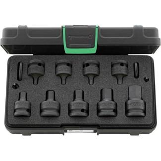 54IMP/9 - Zestaw nasadek udarowych 1/2" trzpieniowych 6-kątnych, 5 - 19 mm + akcesoria (13 szt.)