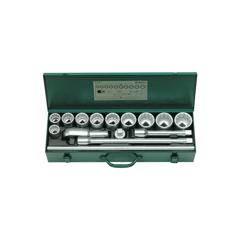 55A/10/5 - Zestaw nasadek 3/4" 12-kątnych, 1'1/16" - 1'7/8", z grzechotką i akcesoriami (15 szt.)