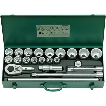 55A/16/6 - Zestaw nasadek 3/4" 12-kątnych, 7/8" - 2", z grzechotką i akcesoriami (22 szt.)