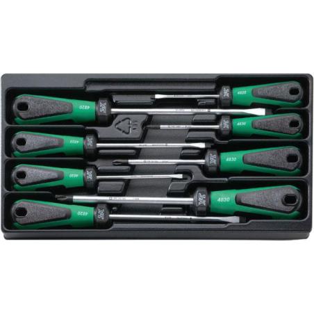 4892 - Moduł wkrętaków do śrub z rowkiem i Phillips, 3,5 - 8 mm, PH1 - PH3 (8 szt.), wkładka plastikowa
