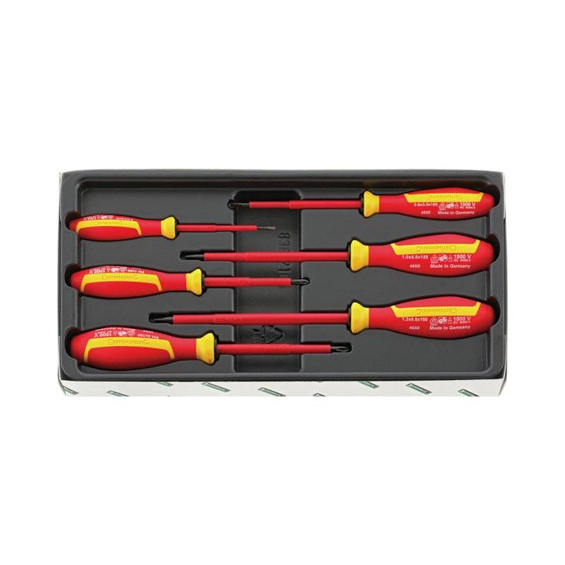 4695 VDE - Moduł wkrętaków izolowanych VDE do śrub z rowkiem i Phillips, 2,5 - 6,5 mm, PH1 - PH2 (6 szt.), wkładka plastikowa
