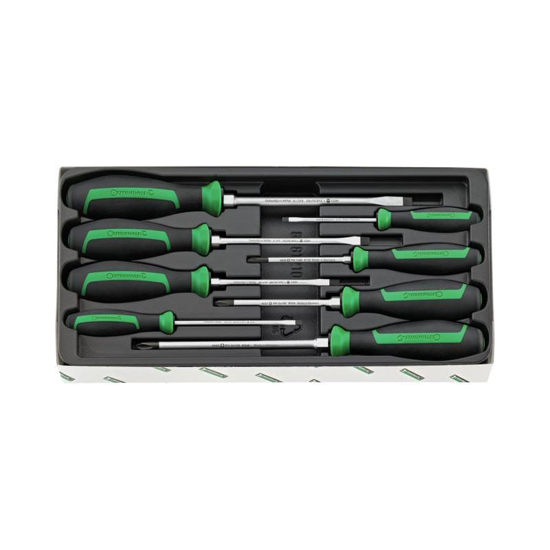 4697/8 - Moduł wkrętaków do śrub z rowkiem i Phillips, 3,5 - 8 mm, PH1 - PH3 (8 szt.), wkładka plastikowa