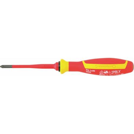 4666 VDE 1 - Wkrętak izolowany VDE DRALL+ do śrub Phillips, PH1 x 80 mm