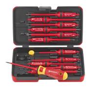 4798 VDE - Zestaw 14 wkrętaków izolowanych VDE z wymiennym grotem do śrub z rowkiem, Phillips, Pozidriv i Torx