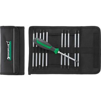 4798 SATZ - Rękojeść 2-komponentowa z 11 grotami do śrub z rowkiem, Phillips, Pozidriv, Torx, Hex i Hex z kulką