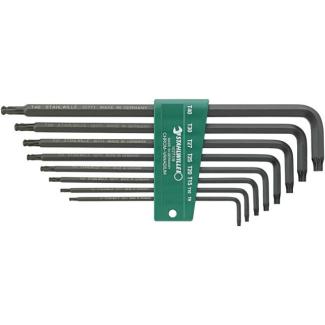 10771/8 - Zestaw kluczy trzpieniowych zagiętych, długich z kulką, Torx, T9 - T40 (8 szt.)